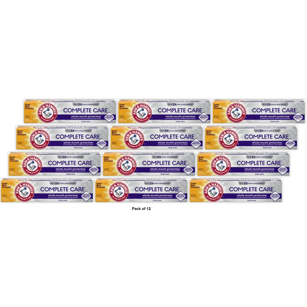 Arm & Hammer Complete Care Fluoride Toothpaste Plus Extra Whitening Mint 6Oz (Pack of 12)