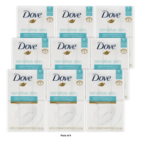 Dove Personal Size Sensitive Skin Beauty Bar 3.7 Oz 6 Ea (Pack of 9)