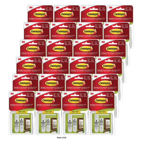 3M Command Picture Hanging Strips Small And Medium 0.8Oz (Pack of 24)