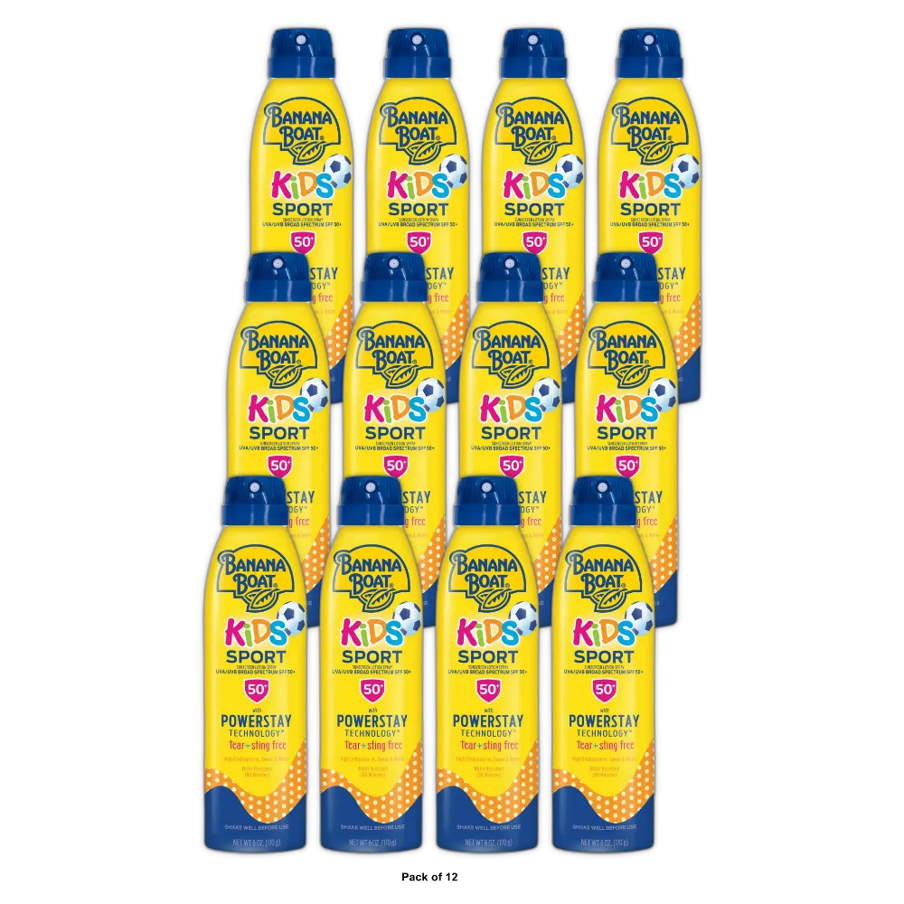 Banana Boat Kids Sport Sunscreen Lotion Spray SPF 50 6Oz (Pack of 12)