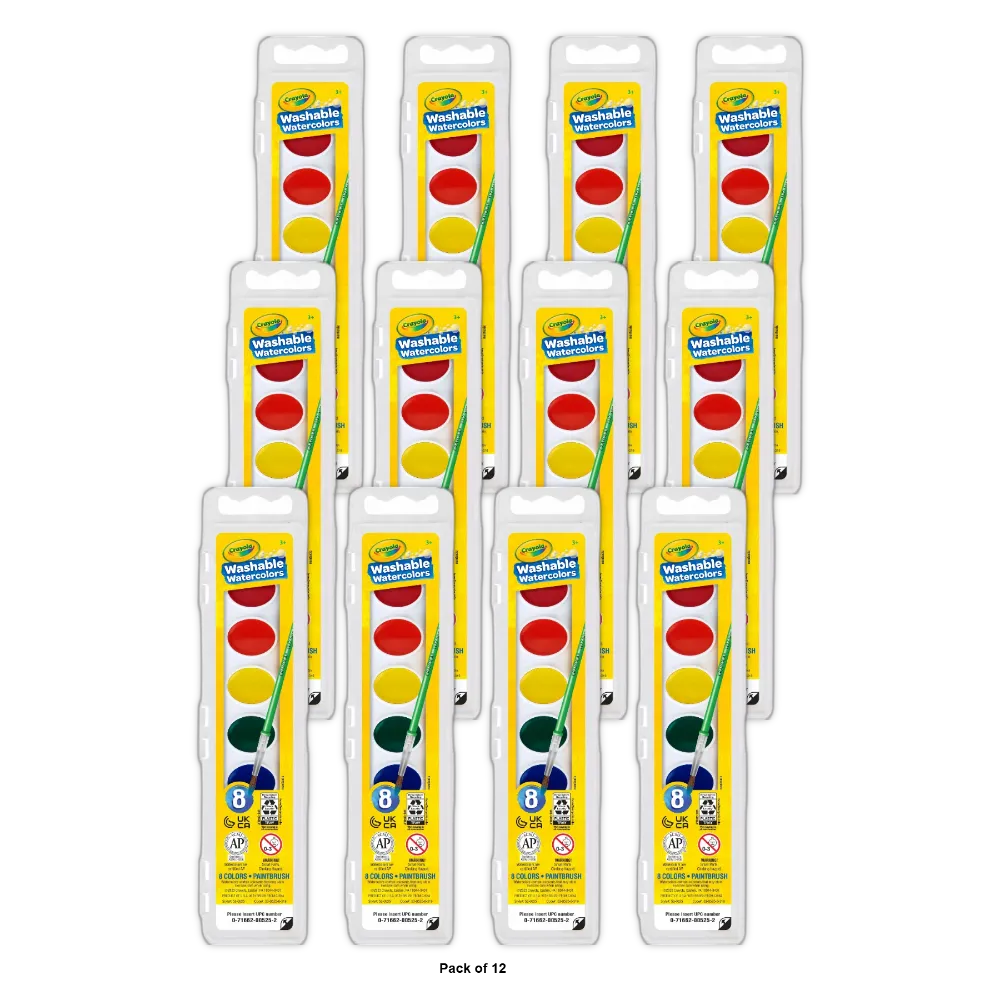 Crayola Washable Watercolor 8 Colors Set8 Ea 4.8oz (Pack of 12)