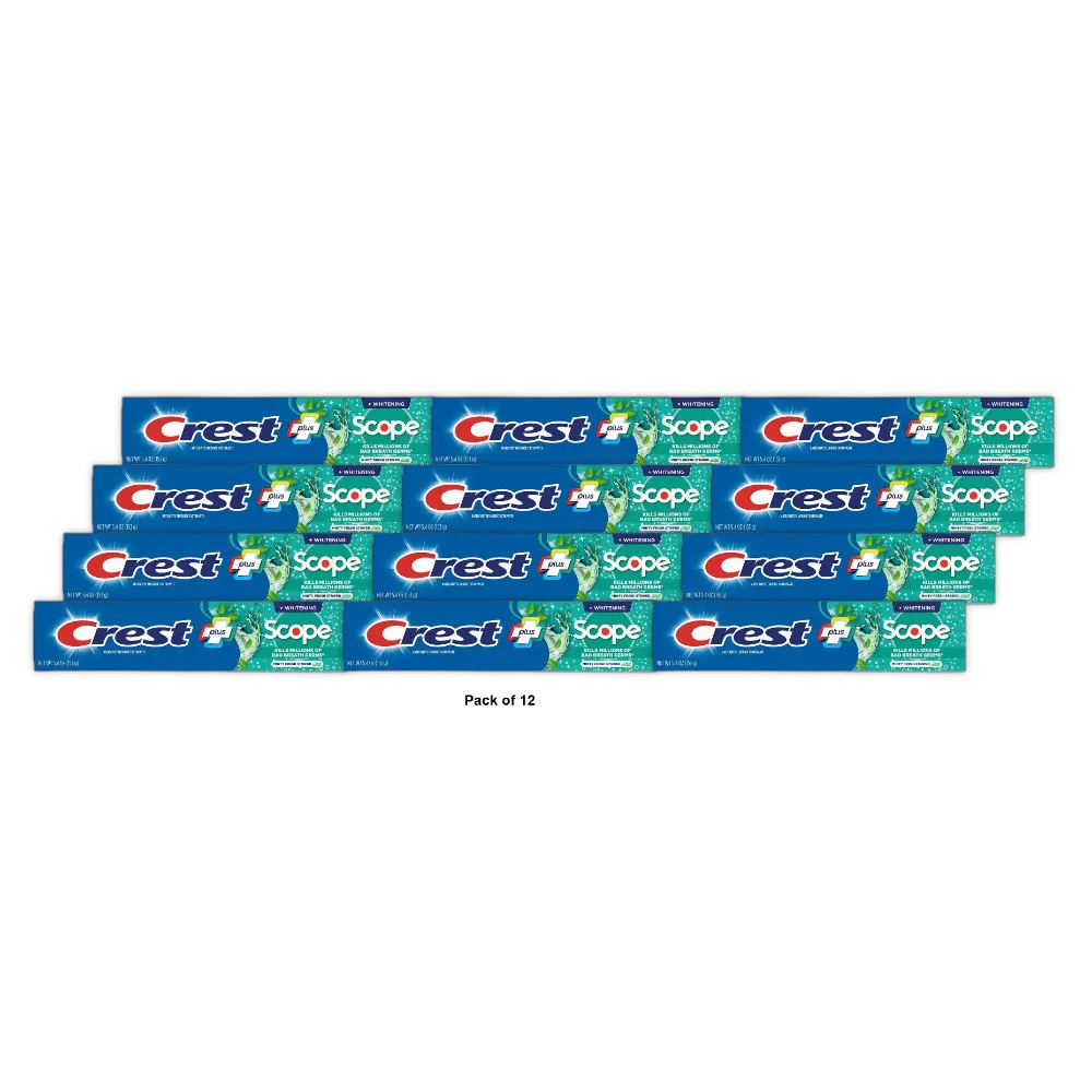Crest Plus Scope Complete Whitening Toothpaste Mint 5.4Oz (Pack of 12)