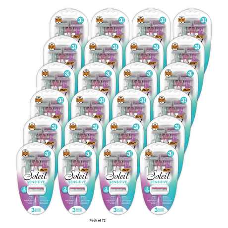 BIC Soleil Sensitive 3 Pack Disposable Women 3.6oz (Pack of 72)