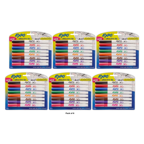 EXPO Low Odor Dry Erase Markers Ultra-Fine Tip Assorted Colors 8ct 2.4oz (Pack of 48)
