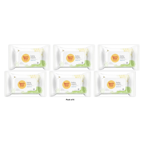 Burts Bees Baby Wipes with Aloe and Vitamin E for Sensitive Skin 16.85oz (Pack of 6)