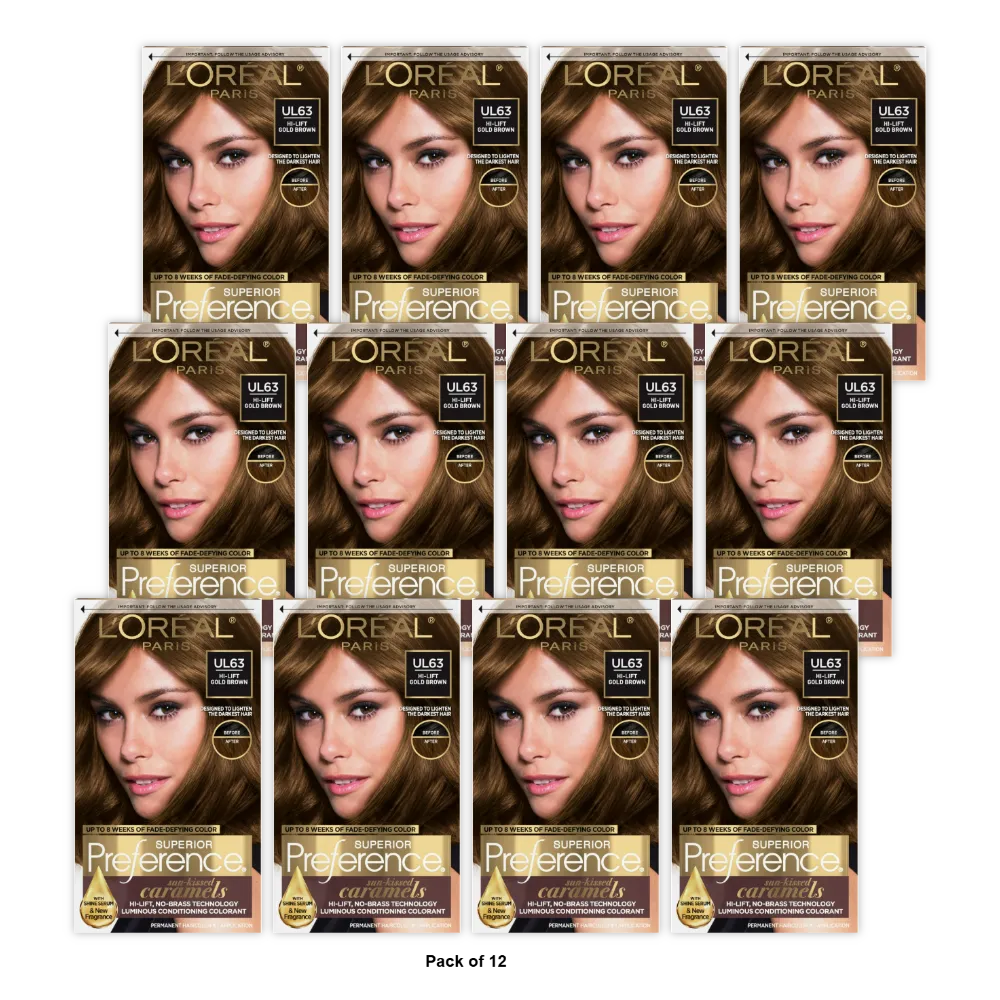 Loreal Superior Preference Sun-Kissed Caramels Hi-Lift Gold Brown Ul631 Application 18.4oz (Pack of 12)