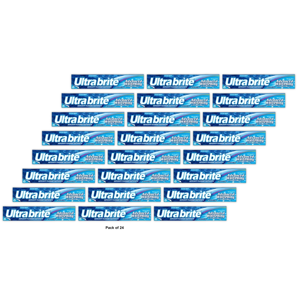 Ultra Brite Advanced Whitening Fluoride Toothpaste Clean Mint 6Oz (Pack of 24)