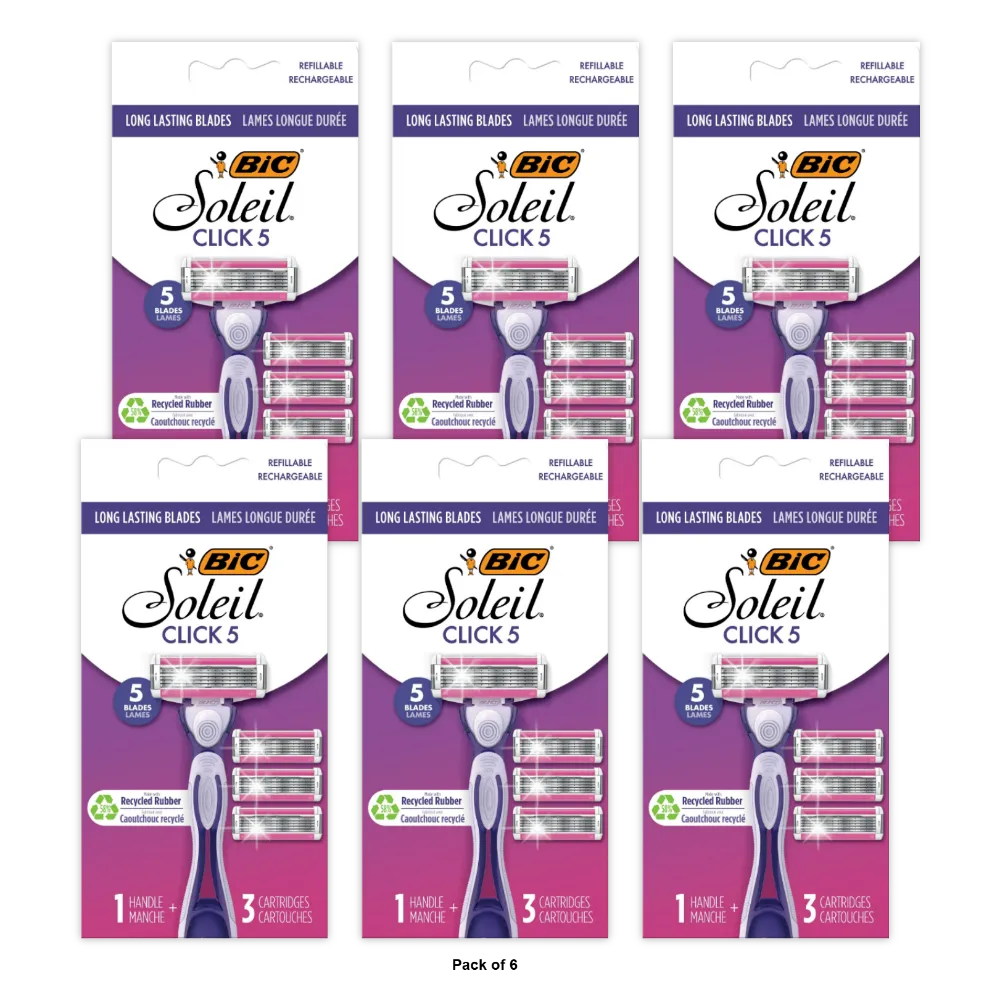 BIC Soleil Clic Razor 5 Pack 3.36oz (Pack of 72)