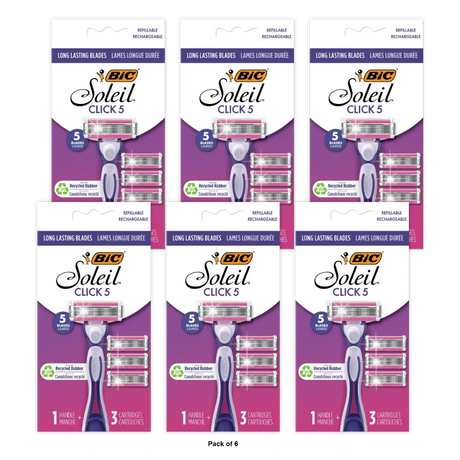 BIC Soleil Clic Razor 5 Pack 3.36oz (Pack of 72)