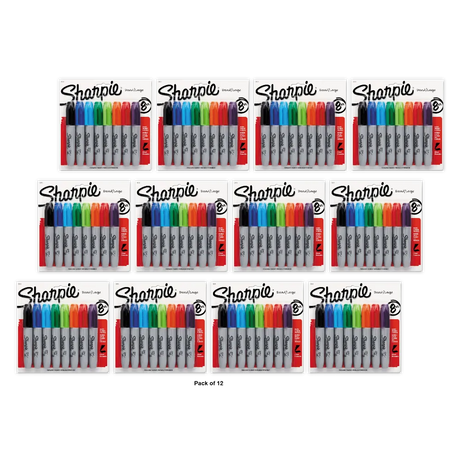 Sharpie Permanent Markers Chisel Tip Assorted Colors 8 Count 6.46 oz (Pack of 12)