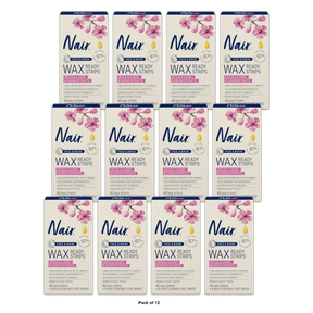 Nair Wax Ready To Use Strips For Face and Bikini 3.2Oz (Pack of 12)