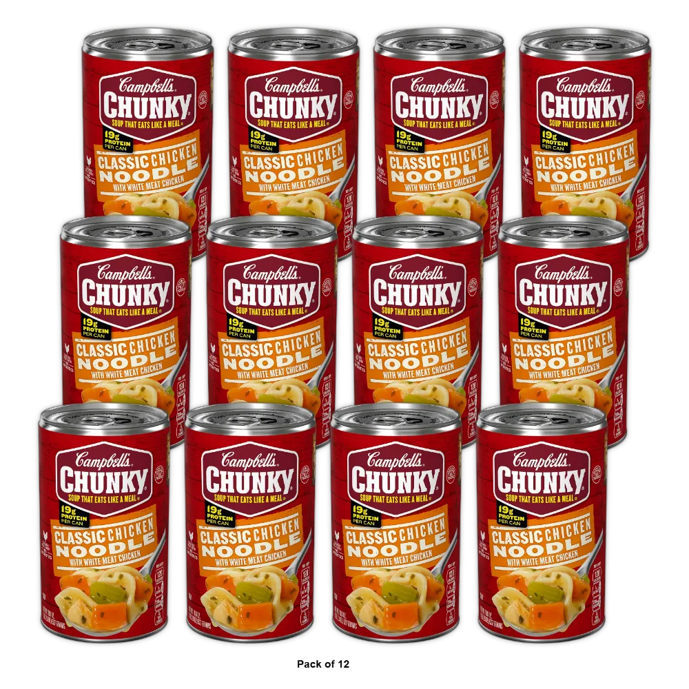 Campbell's Chunky Classic Chicken Noodle Soup 18.6Oz (Pack of 12)