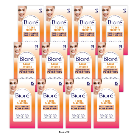 Biore T-Zone Pore Strips 1 Count 1.44oz (Pack of 12)