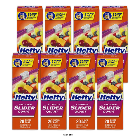 Hefty Slider Freezer Bags Quart 20 Count 4.9Oz (Pack of 8)