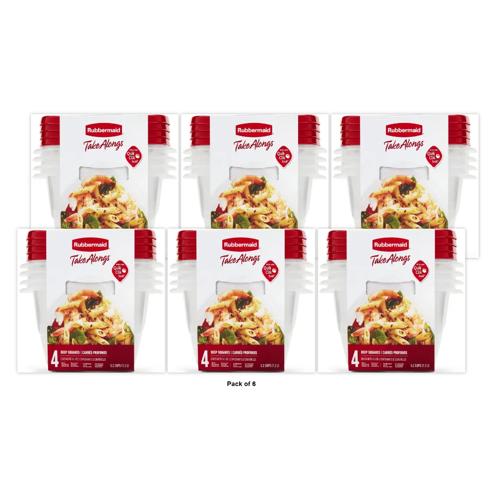 Rubbermaid TakeAlongs Square Containers 4 Count 7.05oz (Pack of 6)