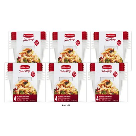 Rubbermaid TakeAlongs Square Containers 4 Count 7.05oz (Pack of 6)