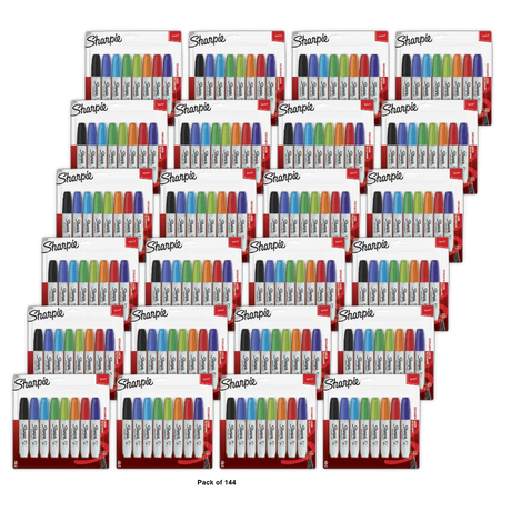 Sharpie Permanent Marker Chisel Tip Black Durable Aluminum Barrel Carded 3.8oz (Pack of 144)