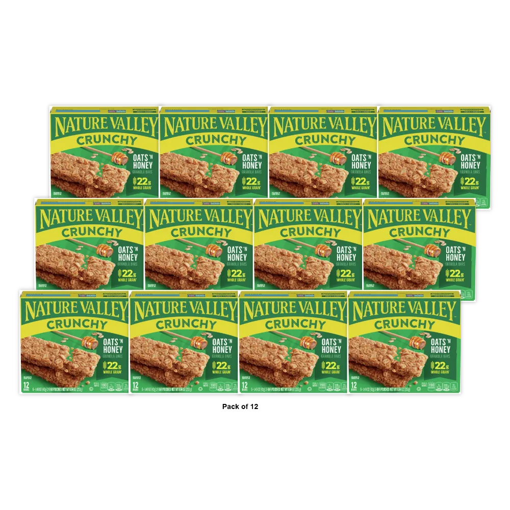Nature Valley Crunchy Granola Bars Oats N Honey 8.94Oz (Pack of 12)