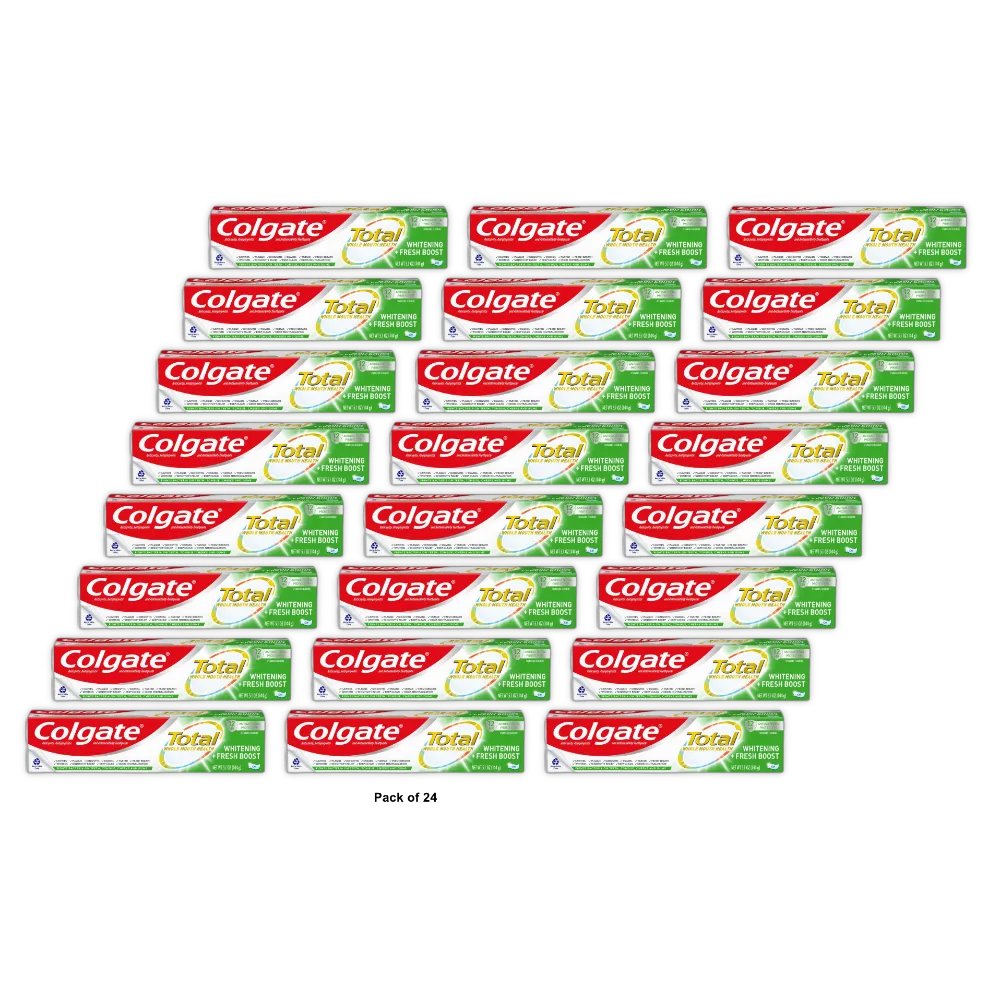 Colgate Total Whitening + Fresh Boost Toothpaste Gel Mint 5.1Oz (Pack of 24)