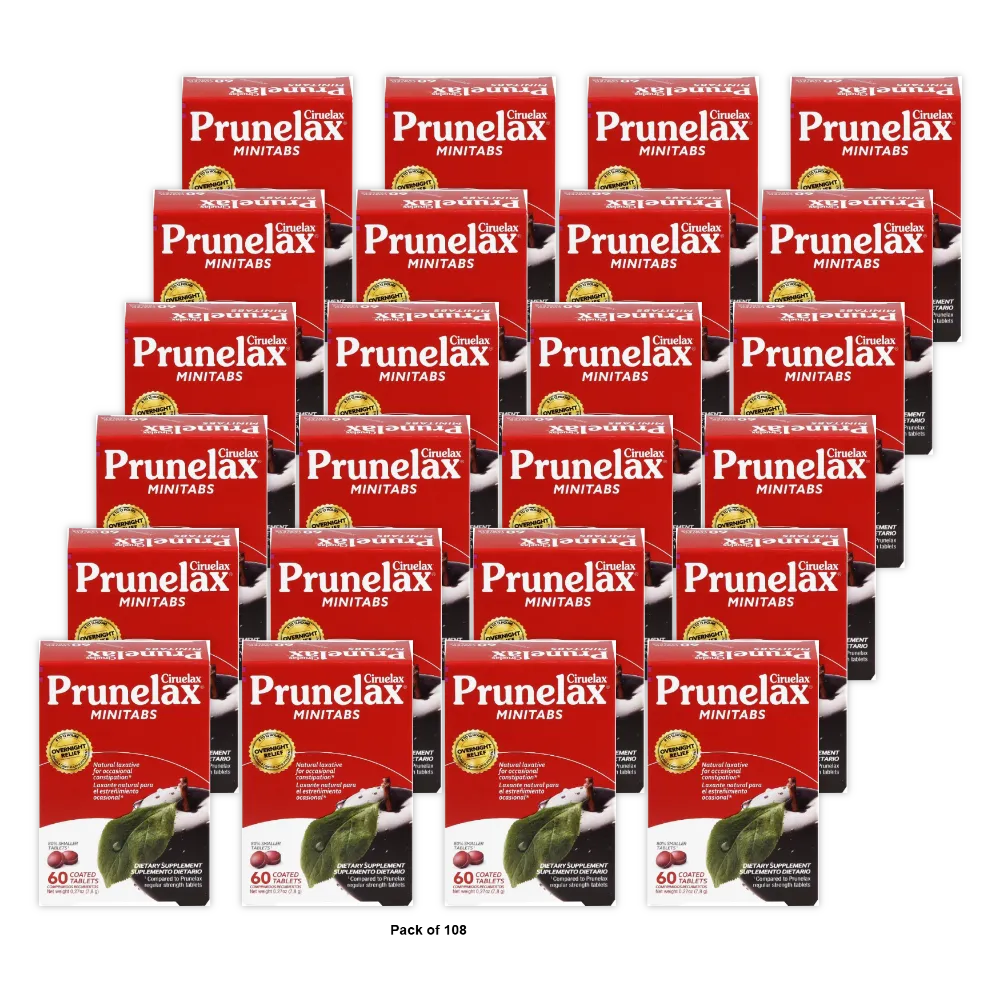 Prunelax Ciruelax Minitabs Natural Laxative Dietary Supplement Tablets 60Ct 0.27oz (Pack of 108)