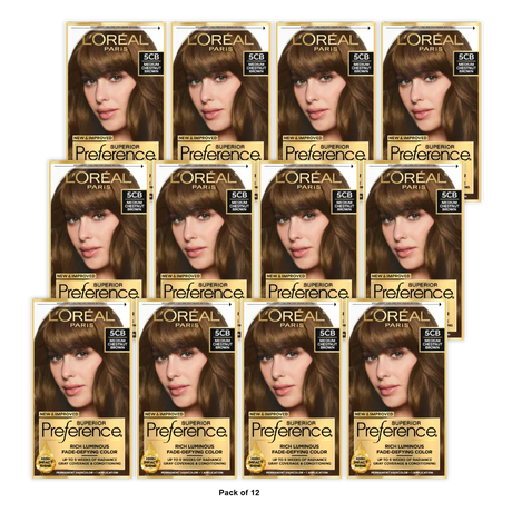 Loreal Paris Superior Preference Luminous Fade Defying Color 5Cb Medium Chestnut Brown 8Oz (Pack Of 12)