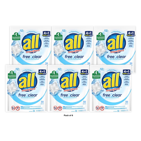 All Mighty Pacs Free & Clear 39 Count 25.8oz (Pack of 6)