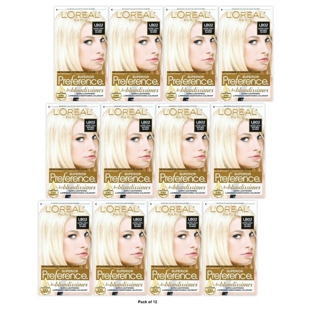 Loreal Superior Preference Les Blondissimes Hair Color Lb02 Extra Light Natural Blonde 16Oz(Pack of 12)