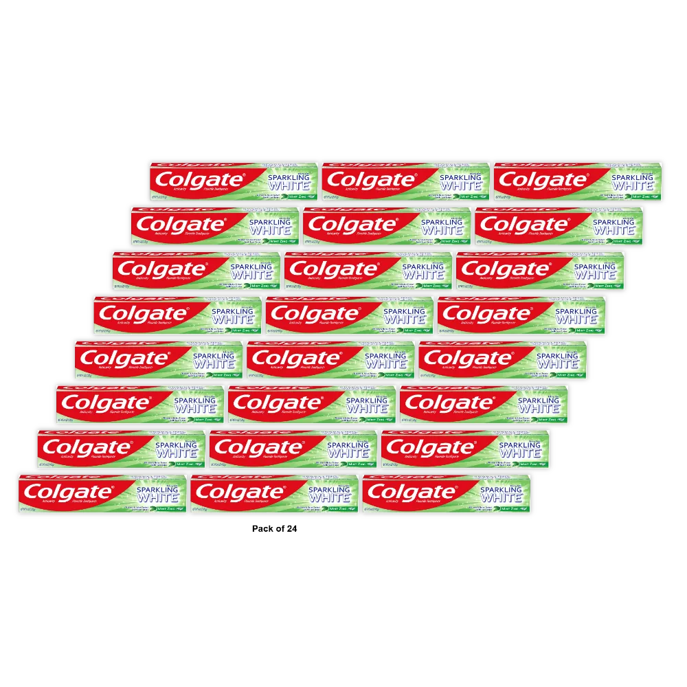 Colgate Sparkling White Fluoride Toothpaste With Baking Soda Mint Zing 6Oz (Pack of 24)