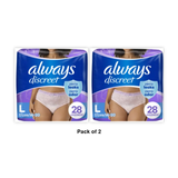 Always Discreet Incontinence &amp; Postpartum Underwear for Women Maximum Large 28 Count 65.24oz (Pack of 2)