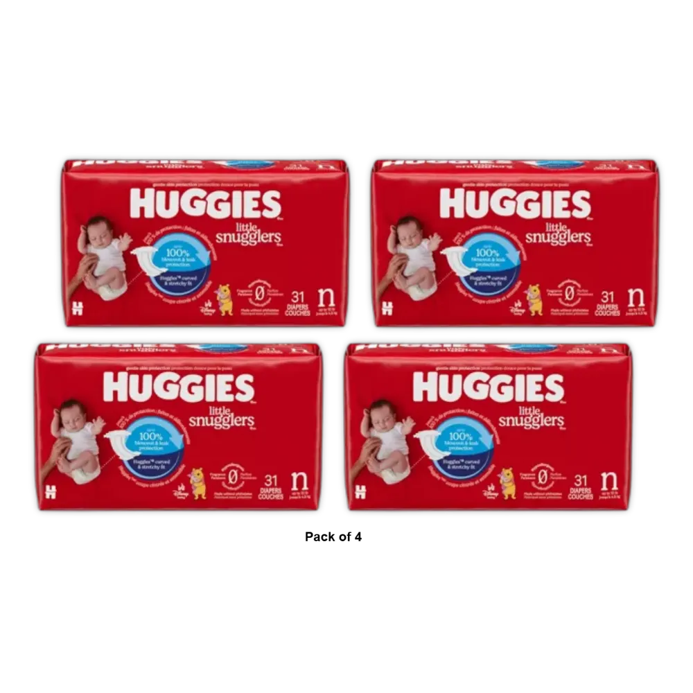 Huggies Little Snugglers Hypoallergenic and Latex-Free Diapers Newborn 19.2Oz (Pack of 4)
