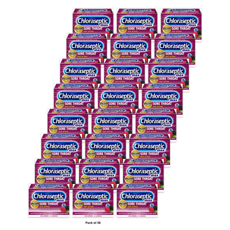 Chloraseptic Max Strength Sore Throat Relief Lozenges Wild Berries 15 ea 3oz (Pack of 36)