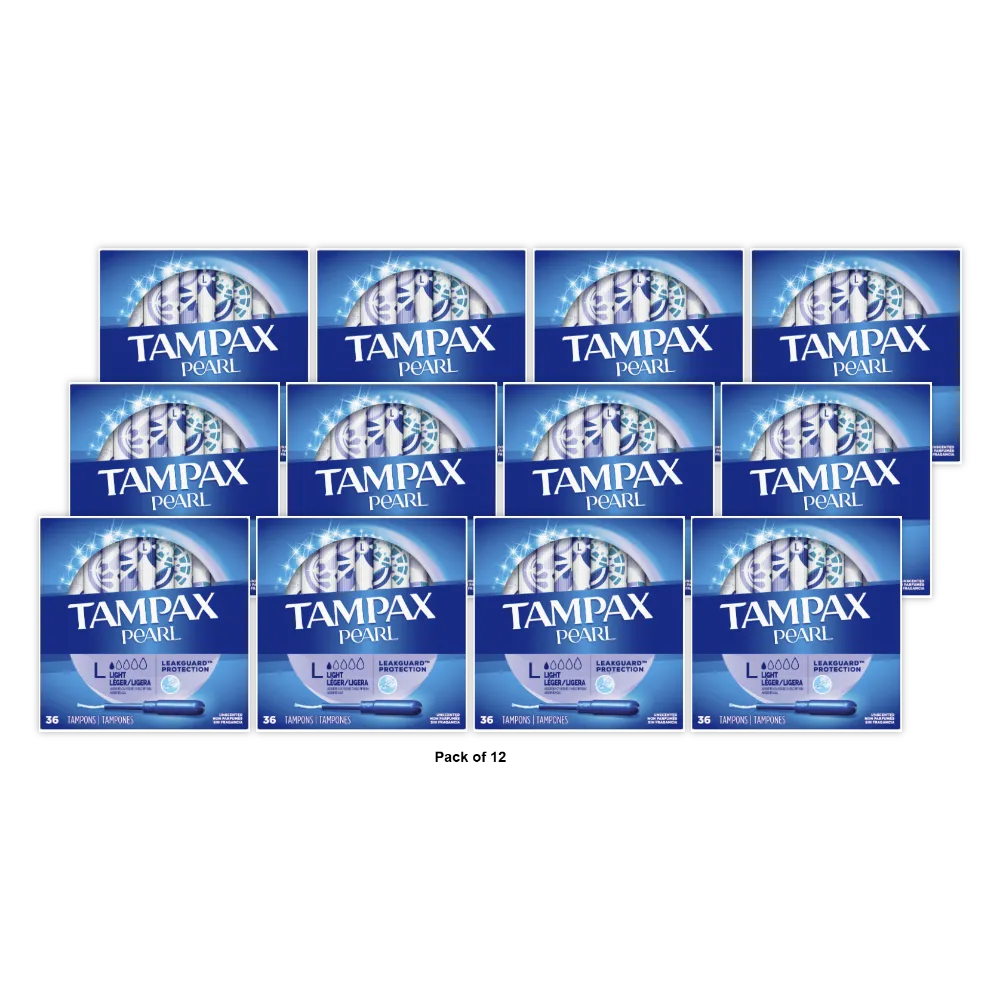 Tampax Pearl Light Unscented 36 Count 7.58oz (Pack of 12)