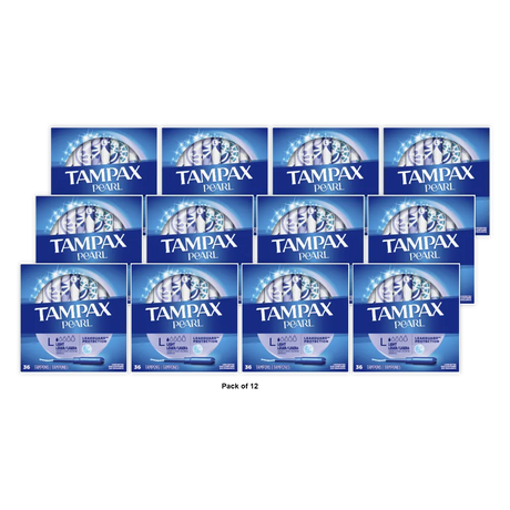 Tampax Pearl Light Unscented 36 Count 7.58oz (Pack of 12)