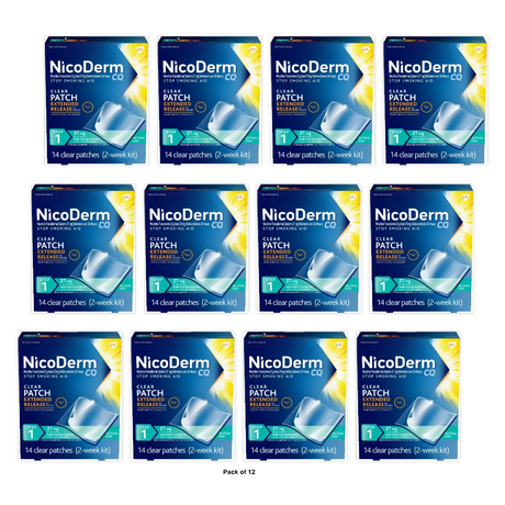 NicoDerm CQ - Step 1 Stop Smoking Aid - 21mg 14.00 ct 1.76oz (Pack of 12)