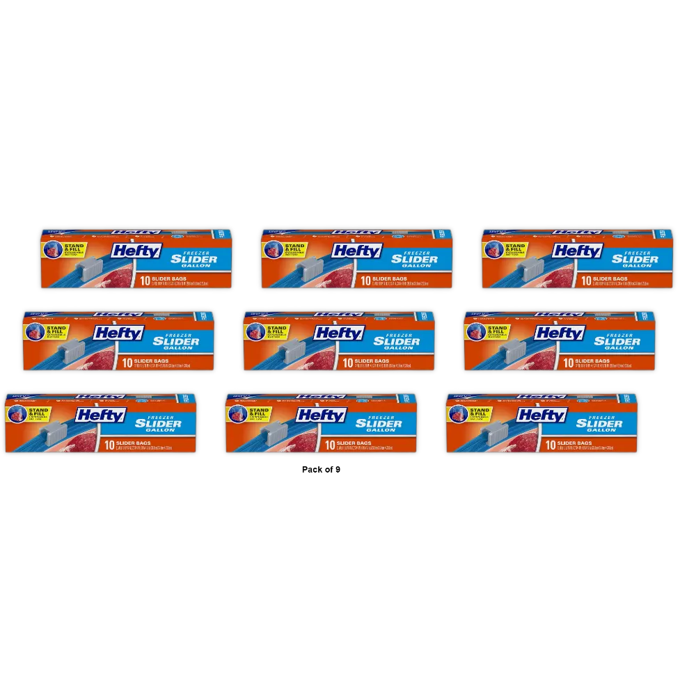 Hefty Slider Gallon Freezer Bags Gallon Size (Pack Of 9)