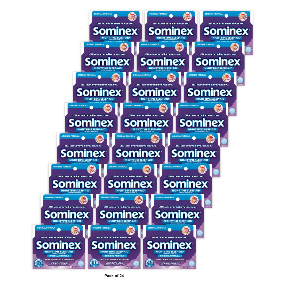 Sominex Original Formula Nighttime Sleep-Aid Diphenhydramine Hcl Wake Up Rested And Refreshed Tablets 0.64Oz (Pack Of 24)