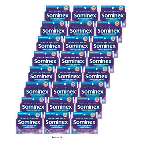 Sominex Original Formula Nighttime Sleep-Aid Diphenhydramine Hcl Wake Up Rested And Refreshed Tablets 0.64Oz (Pack Of 24)