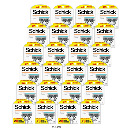 Schick Quattro Titanium Razor Blade Refills 8ct Men's Razor Refills 1.45oz (Pack of 72)