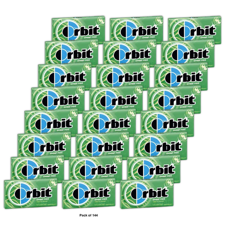 Wrigleys Orbit Sugar Free Chewing Gum Sweet Mint 0.8Oz (Pack of 144)