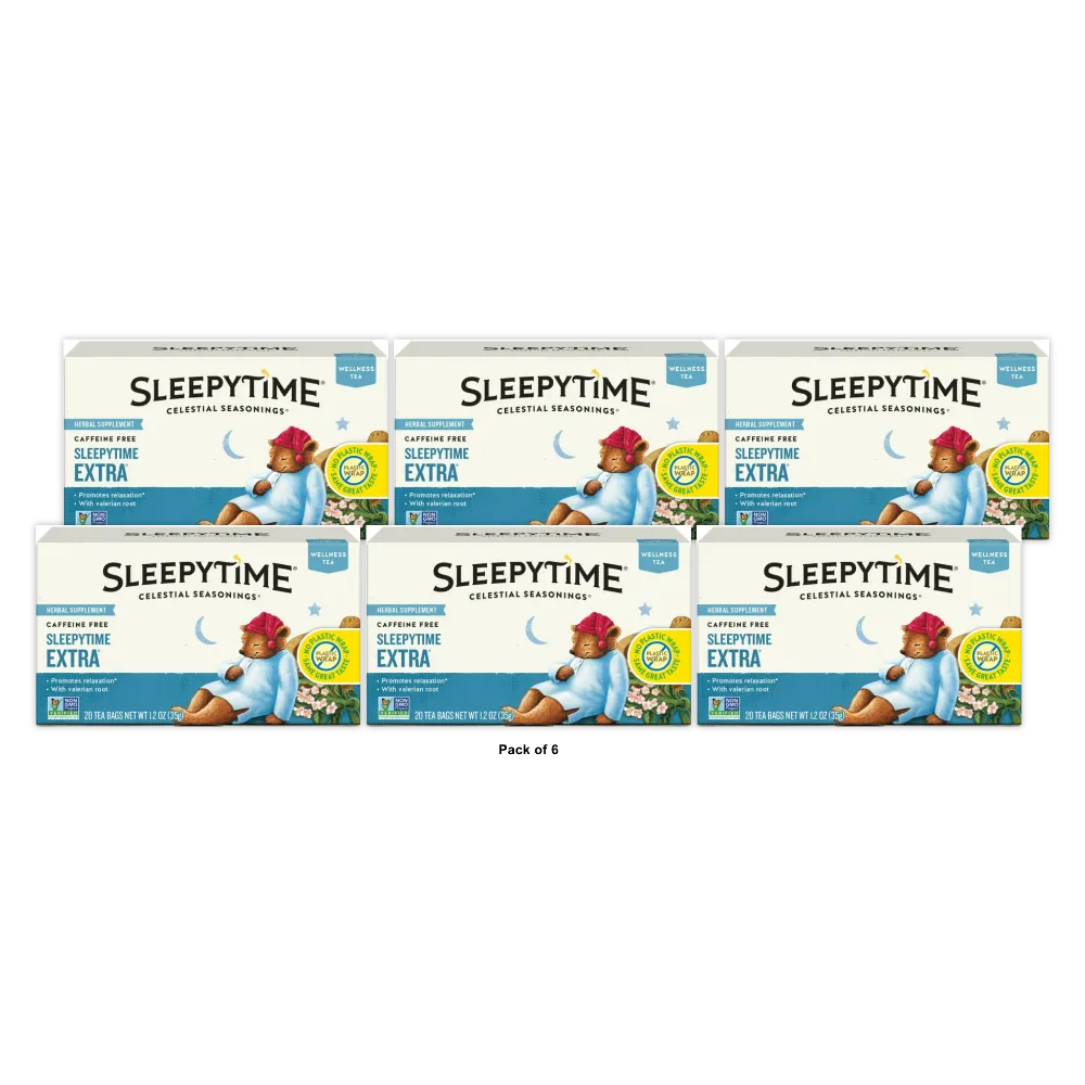 Celestial Seasonings Caffeine Free Herbal Tea Sleepytime Extra20 Bags 1.2Oz (Pack Of 6)