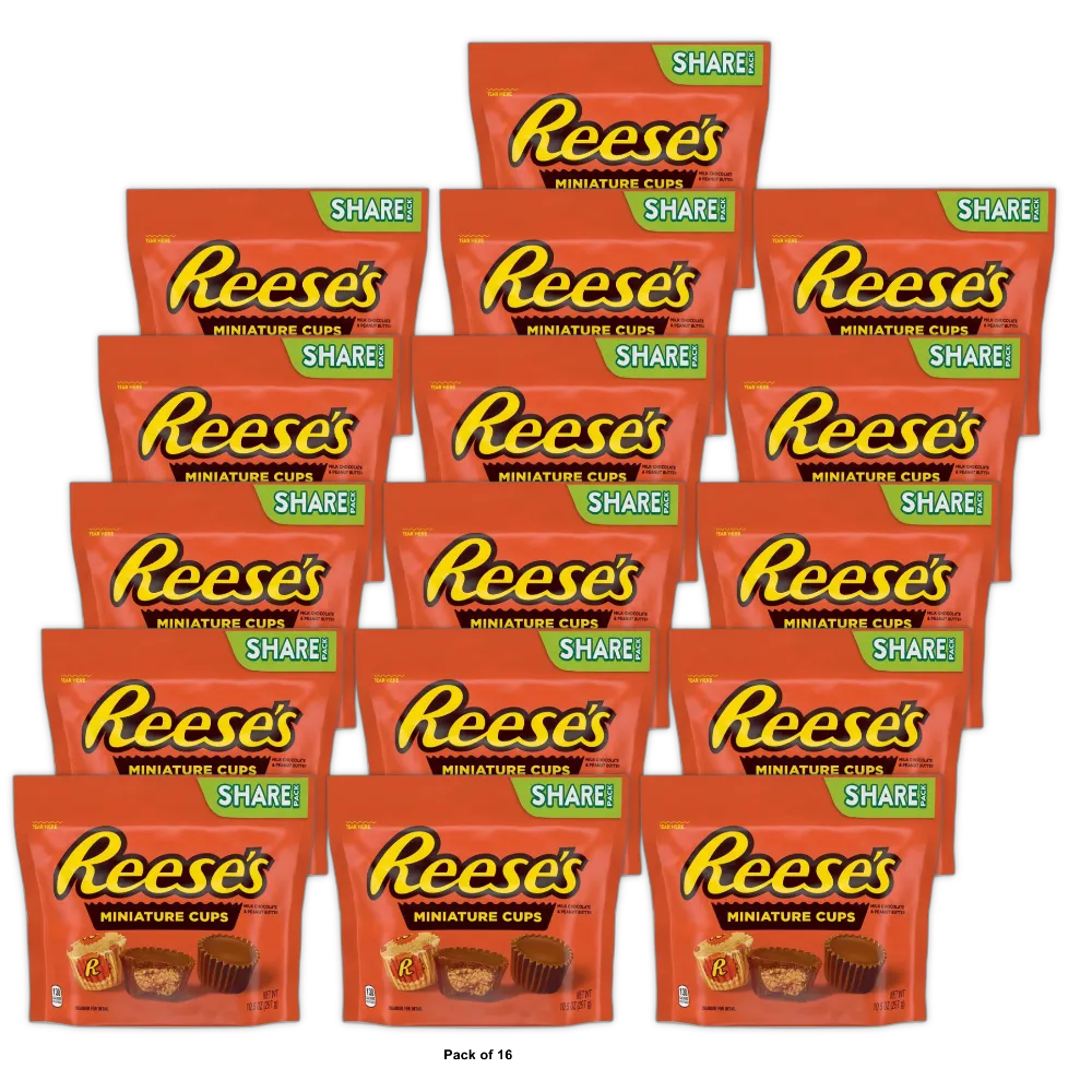 Reeses Miniatures Milk Chocolate Peanut Butter Cups Candy 10.5Oz (Pack of 16)