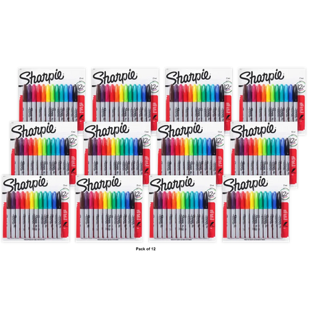 Sharpie Fine Point Permanent Markers 12/Pkg-Assorted Colors 4.8oz (Pack of 12)