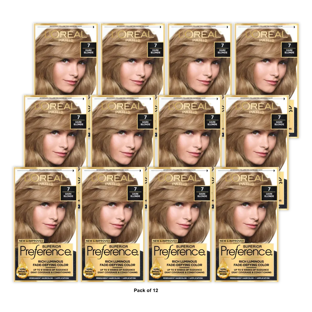 Loreal Superior Preference Hair Color #7 Dark Blonde 8Oz (Pack Of 12)