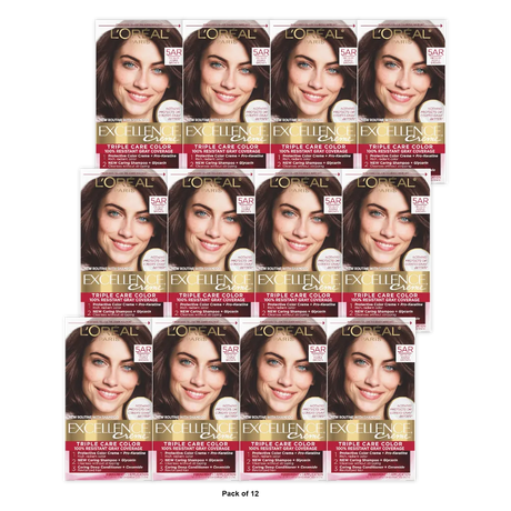 Loreal Excellence Triple Protection Hair Color Creme 5Ar Medium Maple Brown 8.11Oz (Pack of 12)