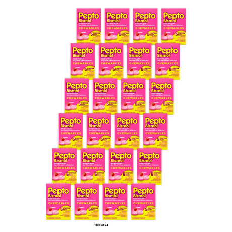 Pepto-Bismol Tablets Cherry Relieves Heartburn30 Each 1.44Oz (Pack of 24)