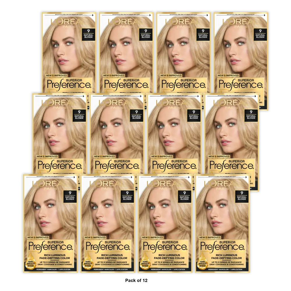 Loreal Superior Preference Hair Color 9 Natural Blonde 8Oz (Pack Of 12)