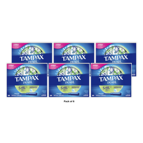 Tampax Pearl Super Unscented Tampons 50 Count 11.2oz (Pack of 6)