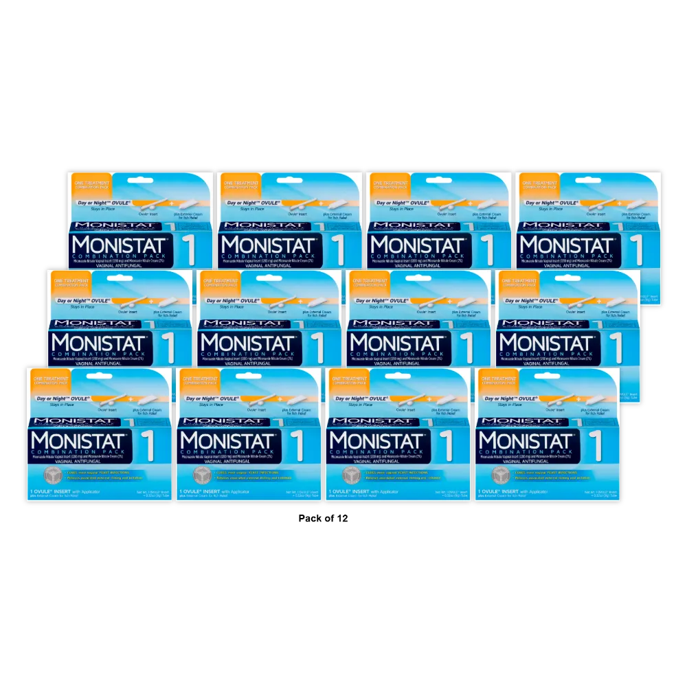 Monistat 1 Vaginal Antifungal Combination Pack Day Or Night 0.41Oz (Pack Of 12)