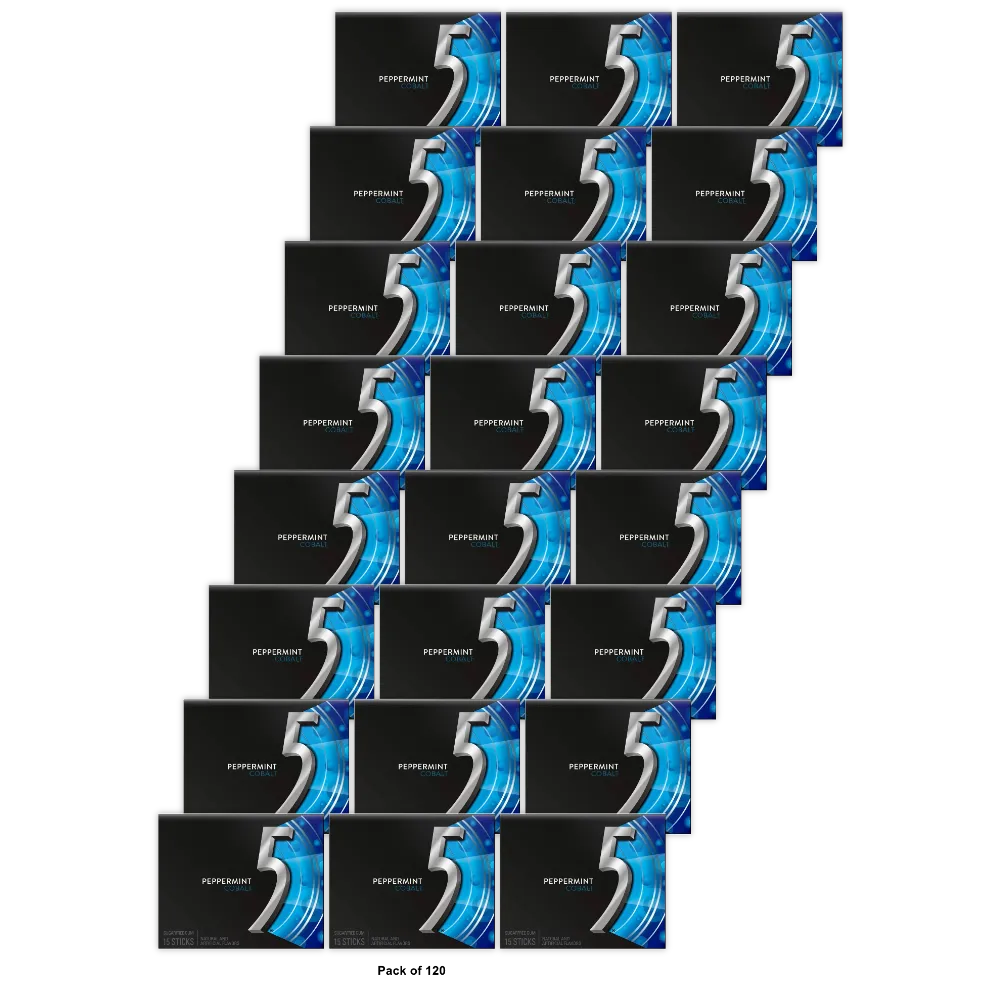 5 Gum Peppermint Cobalt Sugarfree Gum 15 Count Single Pack 0.11Oz (Pack Of 120)
