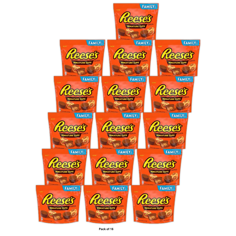 Hersheys Reeses Miniatures Milk Chocolate Peanut Butter Cups Candy 17.6Oz (Pack of 16)